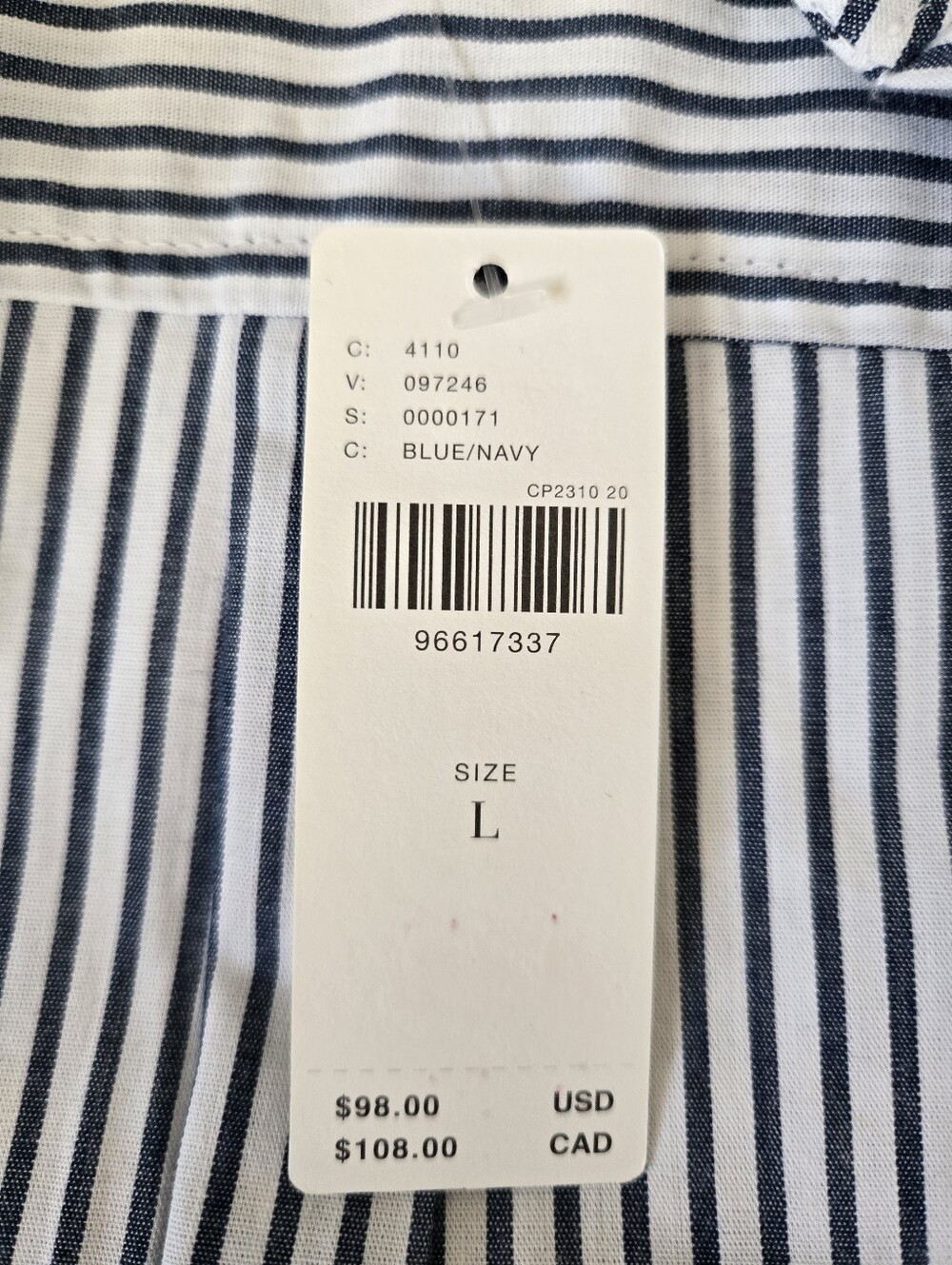 Anthropologie Maeve Button Up Oversized Shirt - Navy/White L NWT - Picture 3 of 7